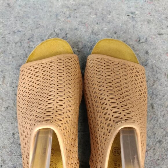 Eric Michael Wedge Sandals Womens 36 EU Phoebe Cork Heel Slingback Slip On Taupe - Picture 8 of 11